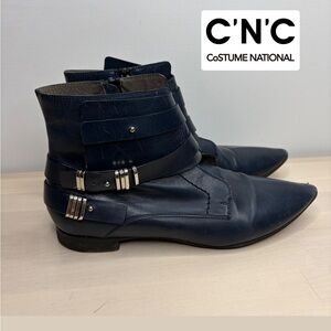 CNC Costume National Dark Blue Leather Boots